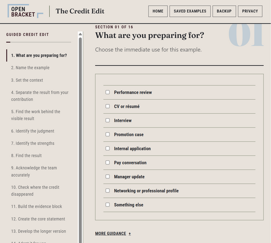 The Credit Edit - Turn work you have already done into clear, accurate professional evidence.