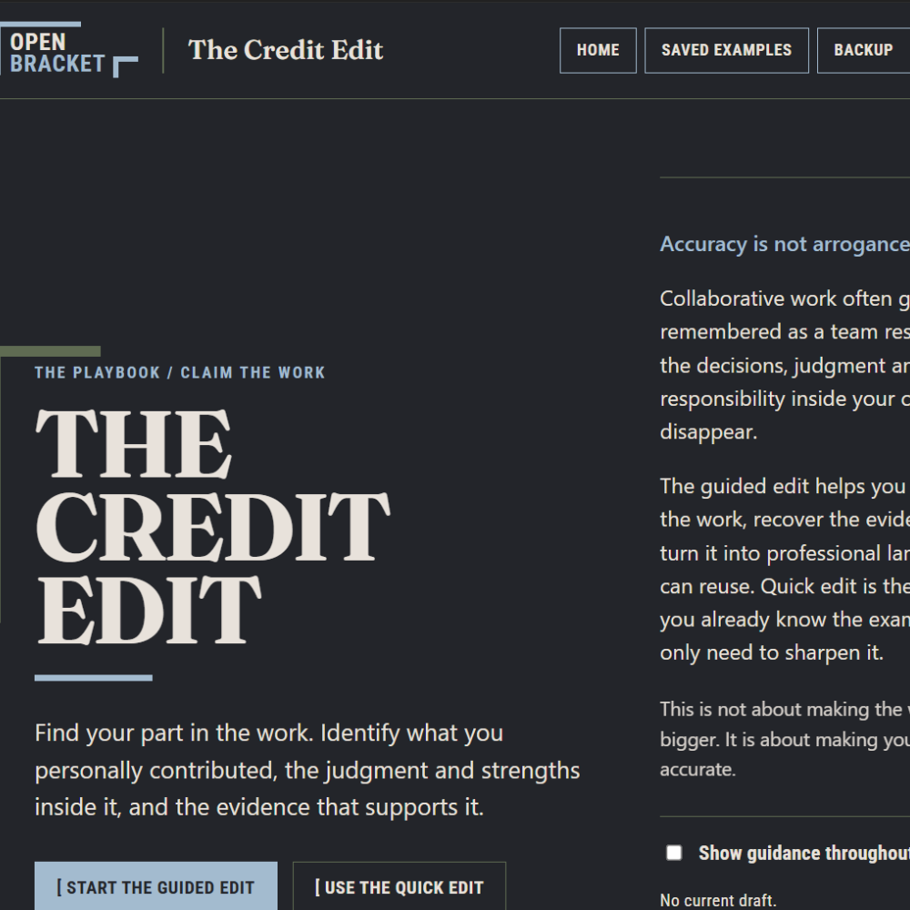 The Credit Edit - Turn work you have already done into clear, accurate professional evidence.