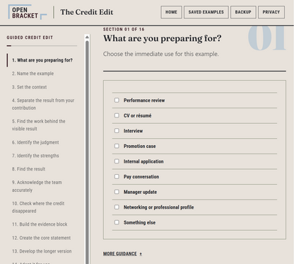 The Credit Edit - Turn work you have already done into clear, accurate professional evidence.