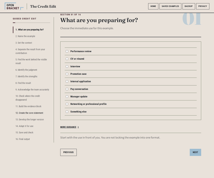 The Credit Edit - Turn work you have already done into clear, accurate professional evidence.