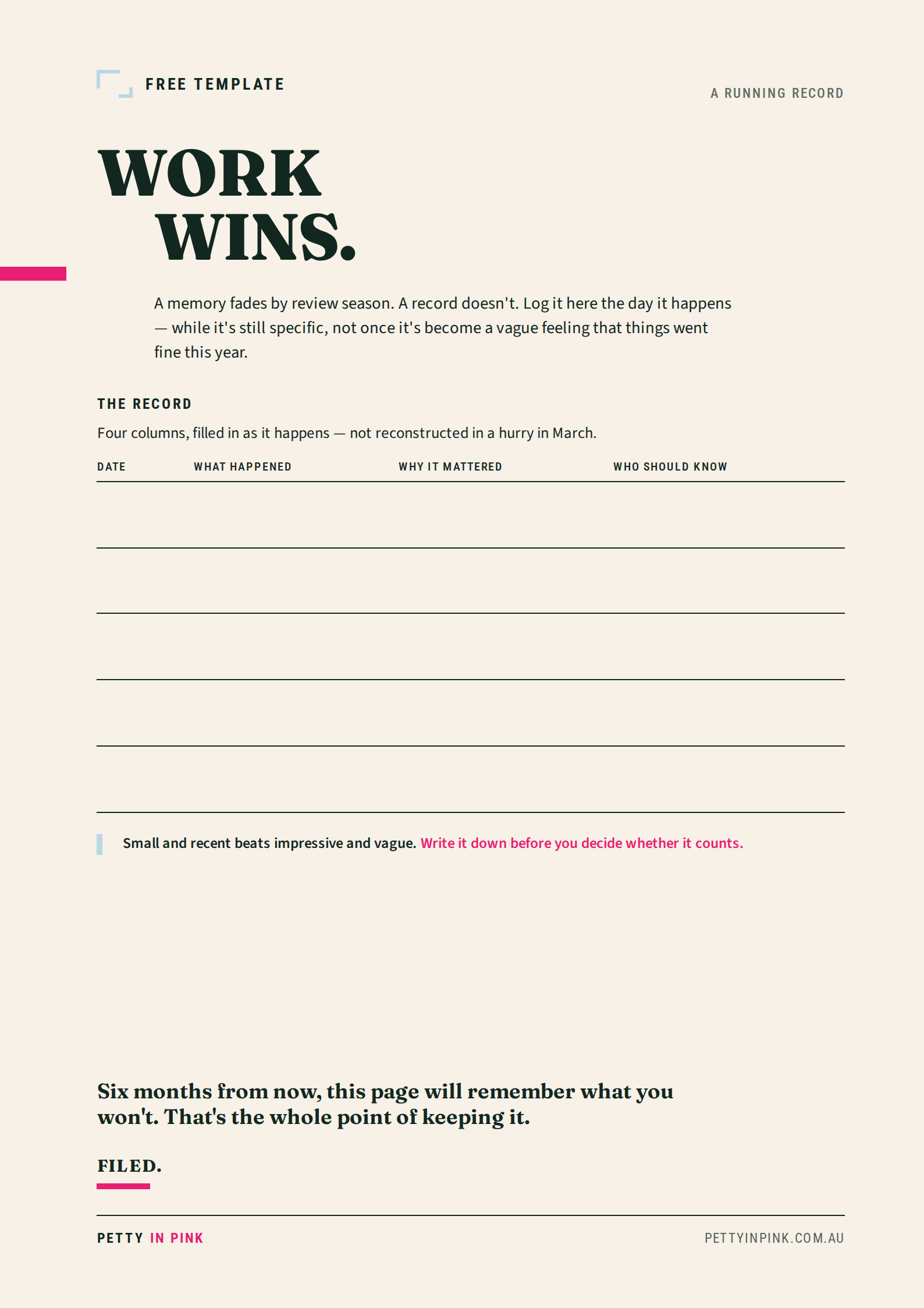 Work Wins template preview